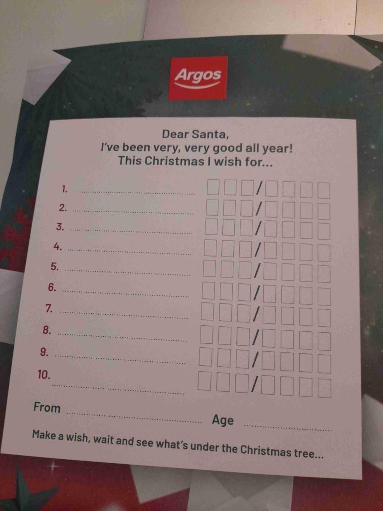 Ready made wishlist Just fill in the seven digit Argos codes